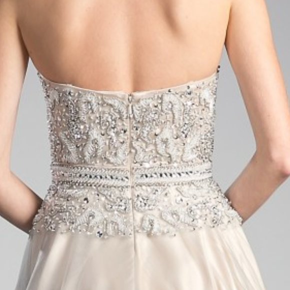 Light Silver Evening Prom Wedding Formal Beaded Lace Bodice Tulle Gown CD0004 - Picture 4 of 8